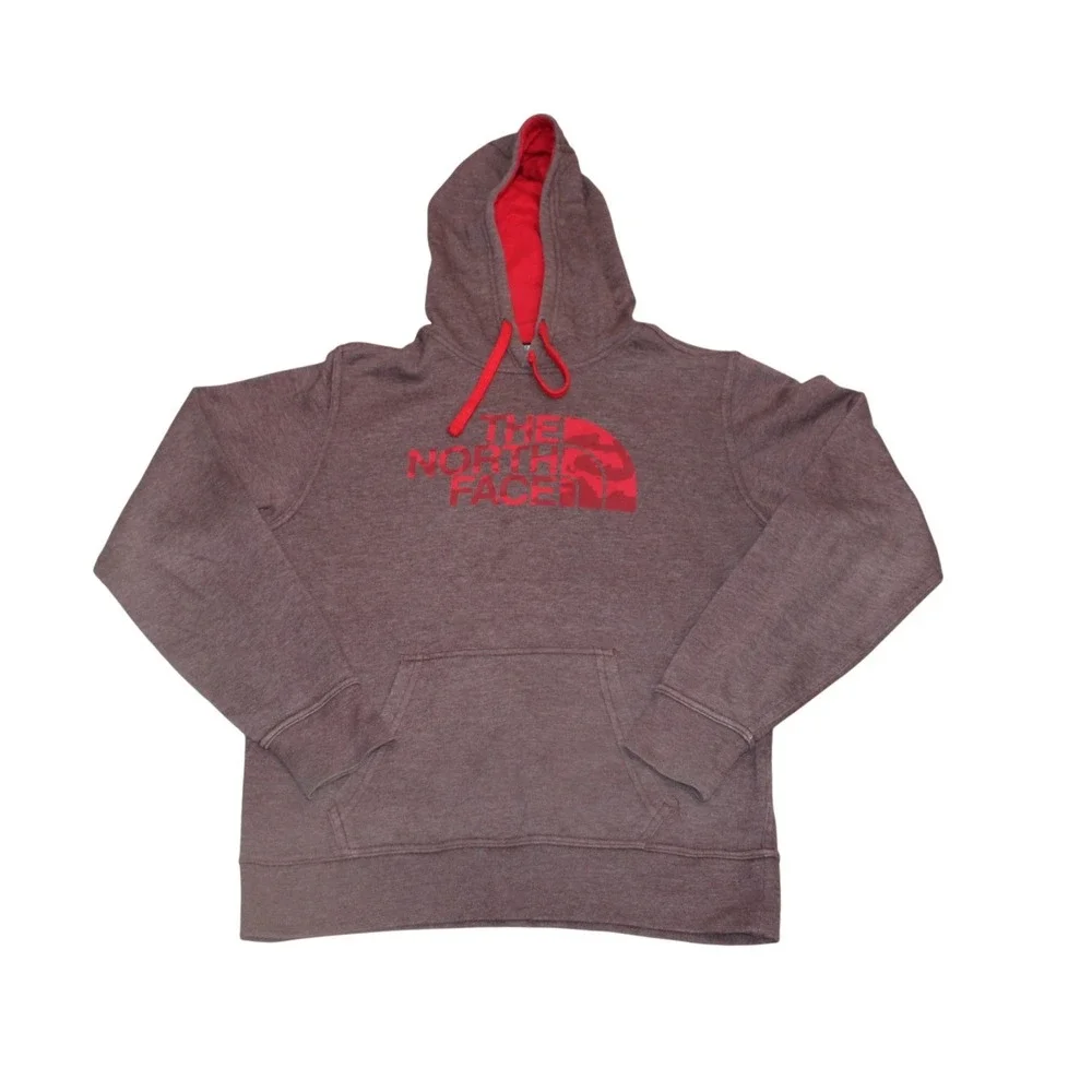 The North Face Hoodie Mens‎ Small Brown Red Logo Good Pullover Sweatshirt